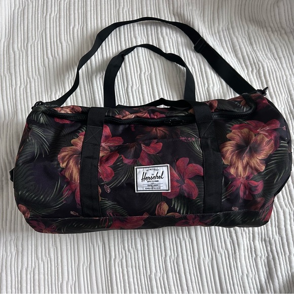 Herschel Supply Company Tropical Black Floral Duffel Bag Large - Picture 16 of 16